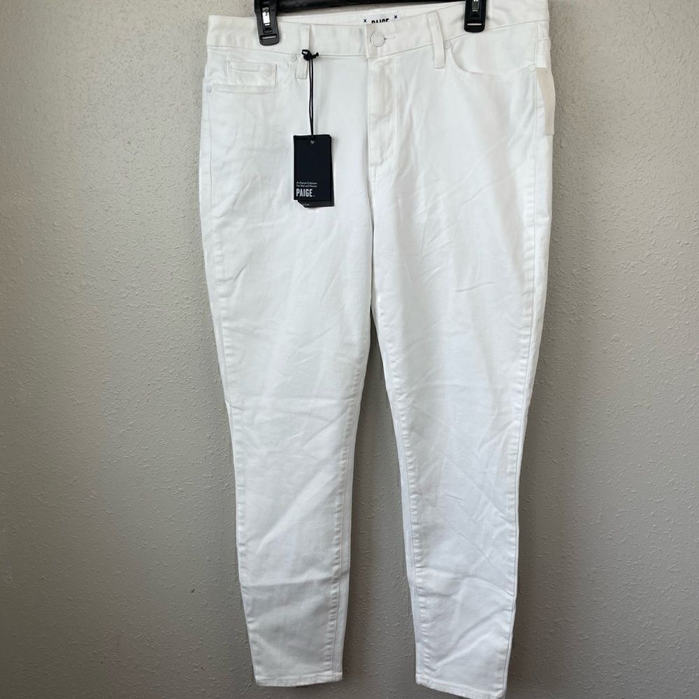 NWT Paige White Stretch Fit High Rise Ankle Skinny Pants Size 32